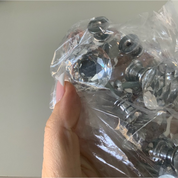 Crystal Diamond Shaped Silver Drawer Dresser Knobs Pulls Handles Set Bundle NEW - Picture 6 of 14